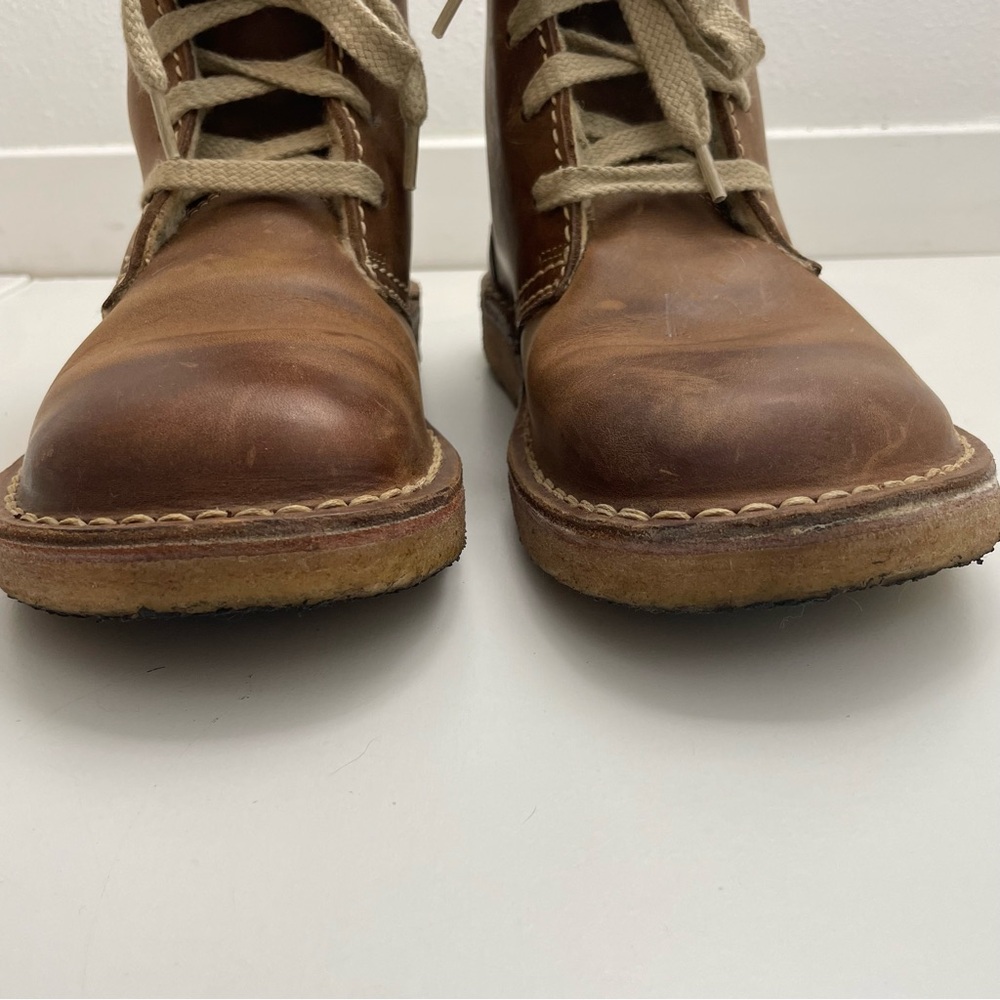 Women’s Brown Lace-Up Leather Boots with Cream Laces - Picture 8 of 15